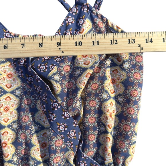 Xhilaration Dress Medium Abstract Faux Wrap Neck Babydoll Boho Cottagecore Farm - Picture 14 of 15